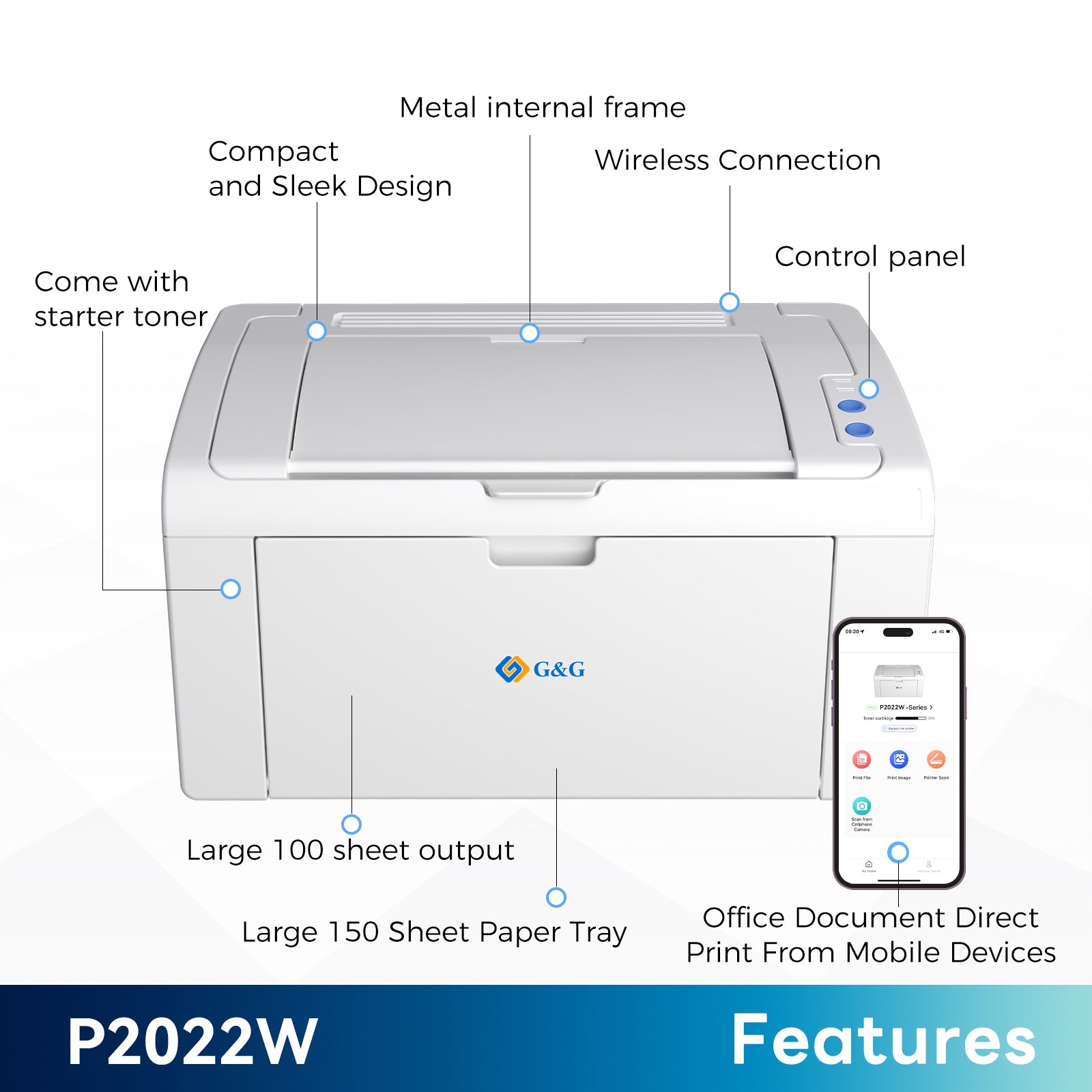 Printer G&G Weiß GGP2022W